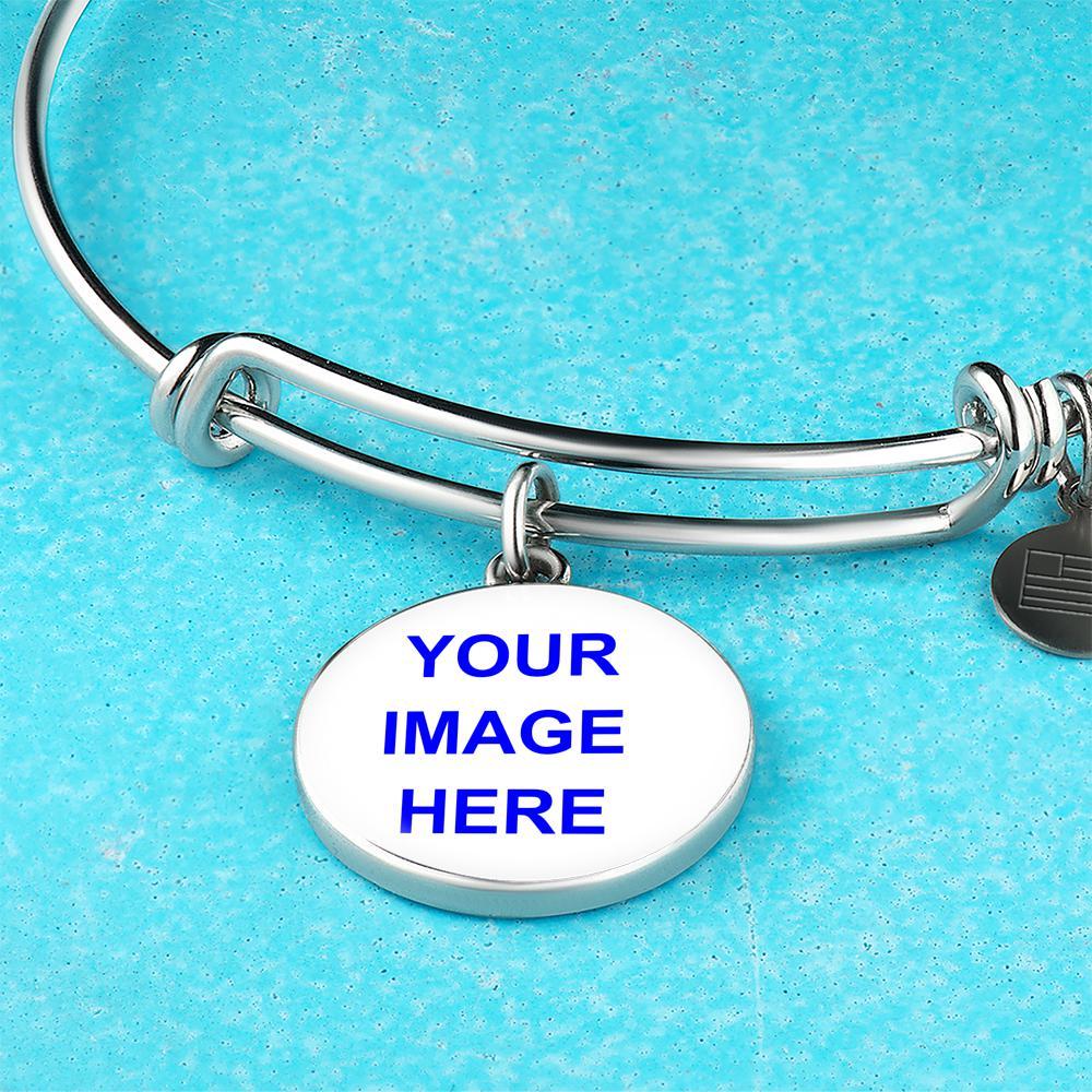 Personalized Bangle with Circle Pendant