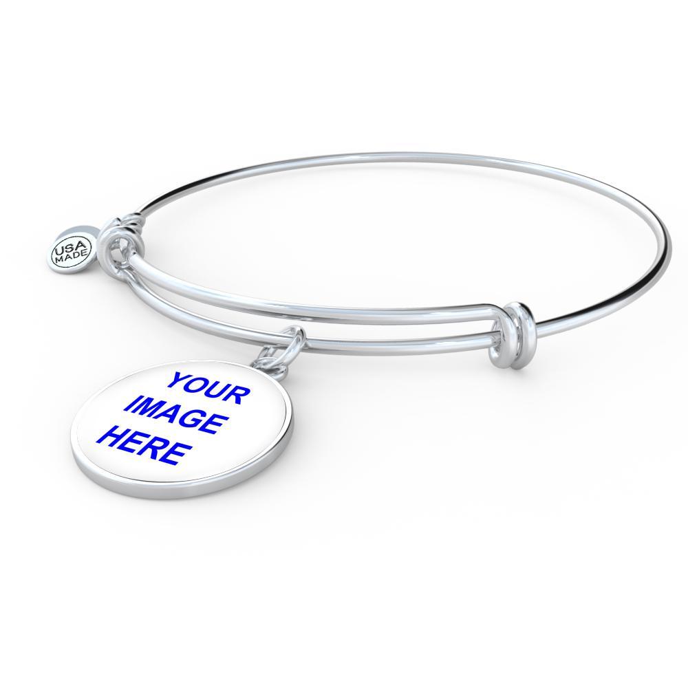 Personalized Bangle with Circle Pendant
