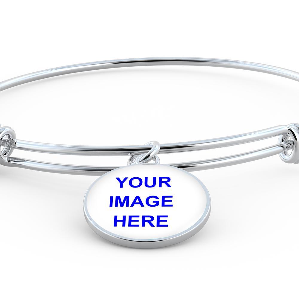 Personalized Bangle with Circle Pendant