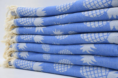 Pineapple Blue 100% Cotton Towel