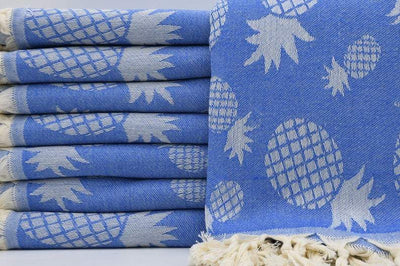 Pineapple Blue 100% Cotton Towel