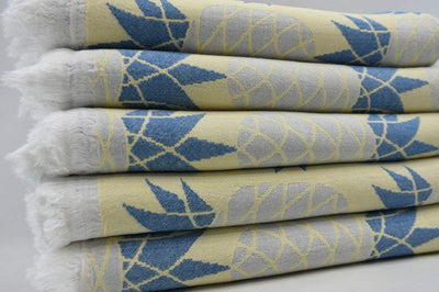 Pineapple Blue Yellow 100% Cotton Towel