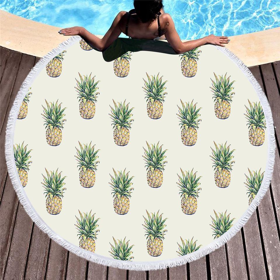 Pineapple Frenzy Round Beach Towel