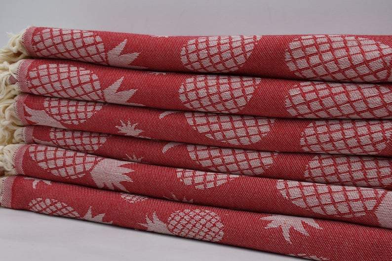 Pineapple Red 100% Cotton Towel
