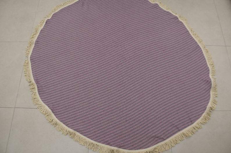 Pink and Purple 100% Cotton Round Beach Towel
