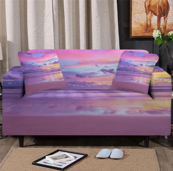 Pink Sunset on the Beach Couch Cover