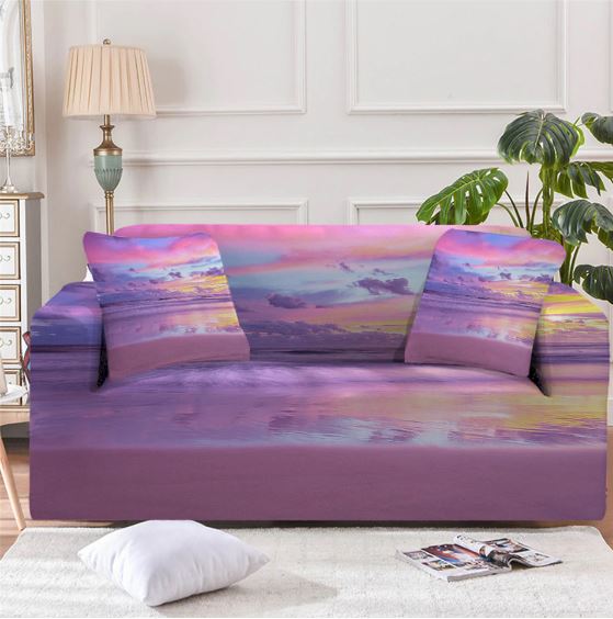 Pink Sunset on the Beach Couch Cover