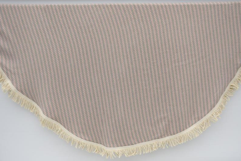 Pink, Beige and Gray 100% Cotton Round Beach Towel