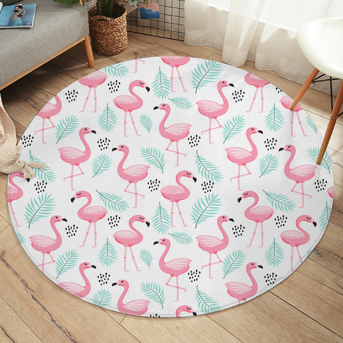 Flamingo Delight Round Area Rug
