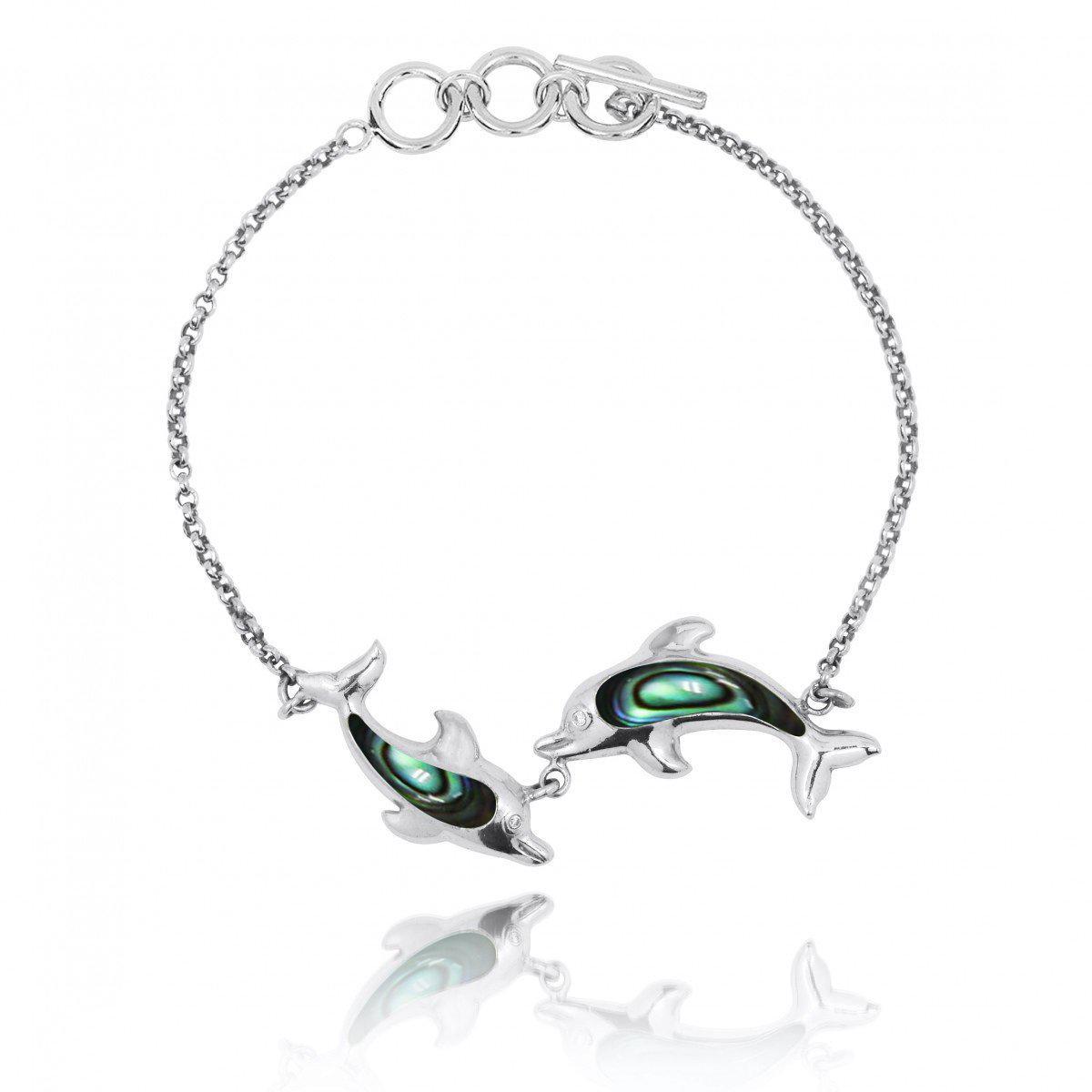 Playing Dolphins with Abalone Shell Bracelet