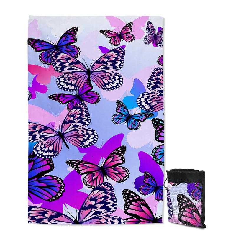 Purple Butterflies Sand Free Towel