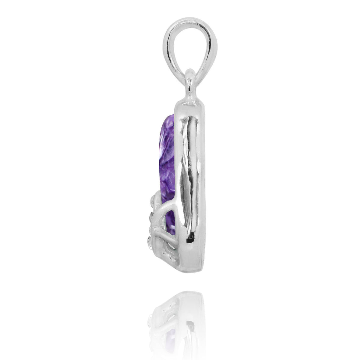 Purple Flip Flop Pendant Necklace with Charoite and Crystal