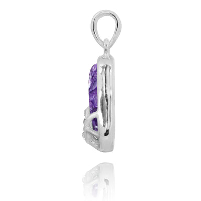 Purple Flip Flop Pendant Necklace with Charoite and Crystal