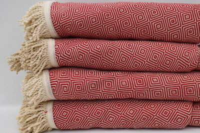 Red 100% Cotton Round Beach Towel
