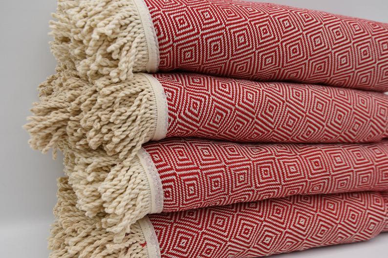 Red 100% Cotton Round Beach Towel