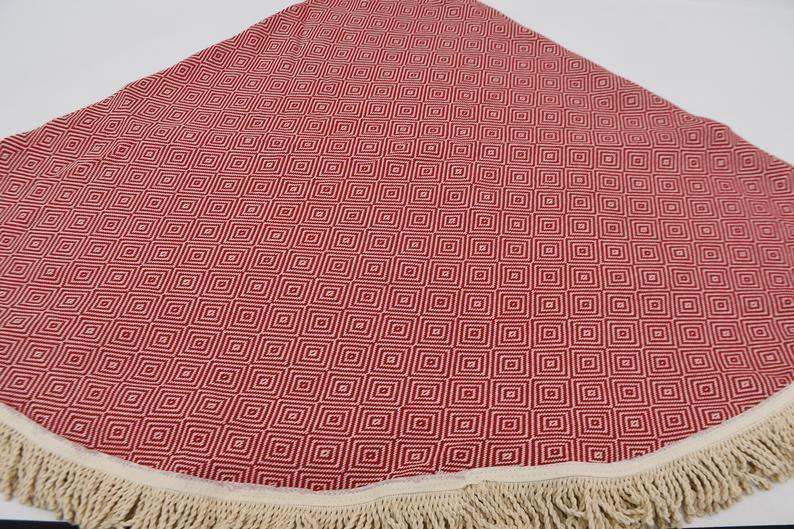 Red 100% Cotton Round Beach Towel