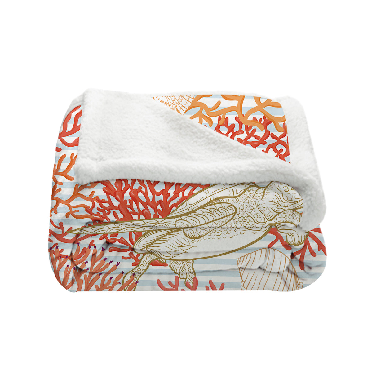 Red Coral Sea Turtle Bedspread Blanket