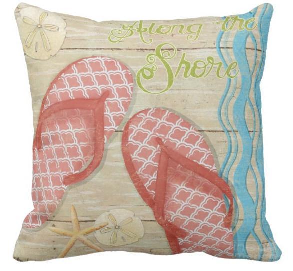 Red Flip Flops PIllow Cover