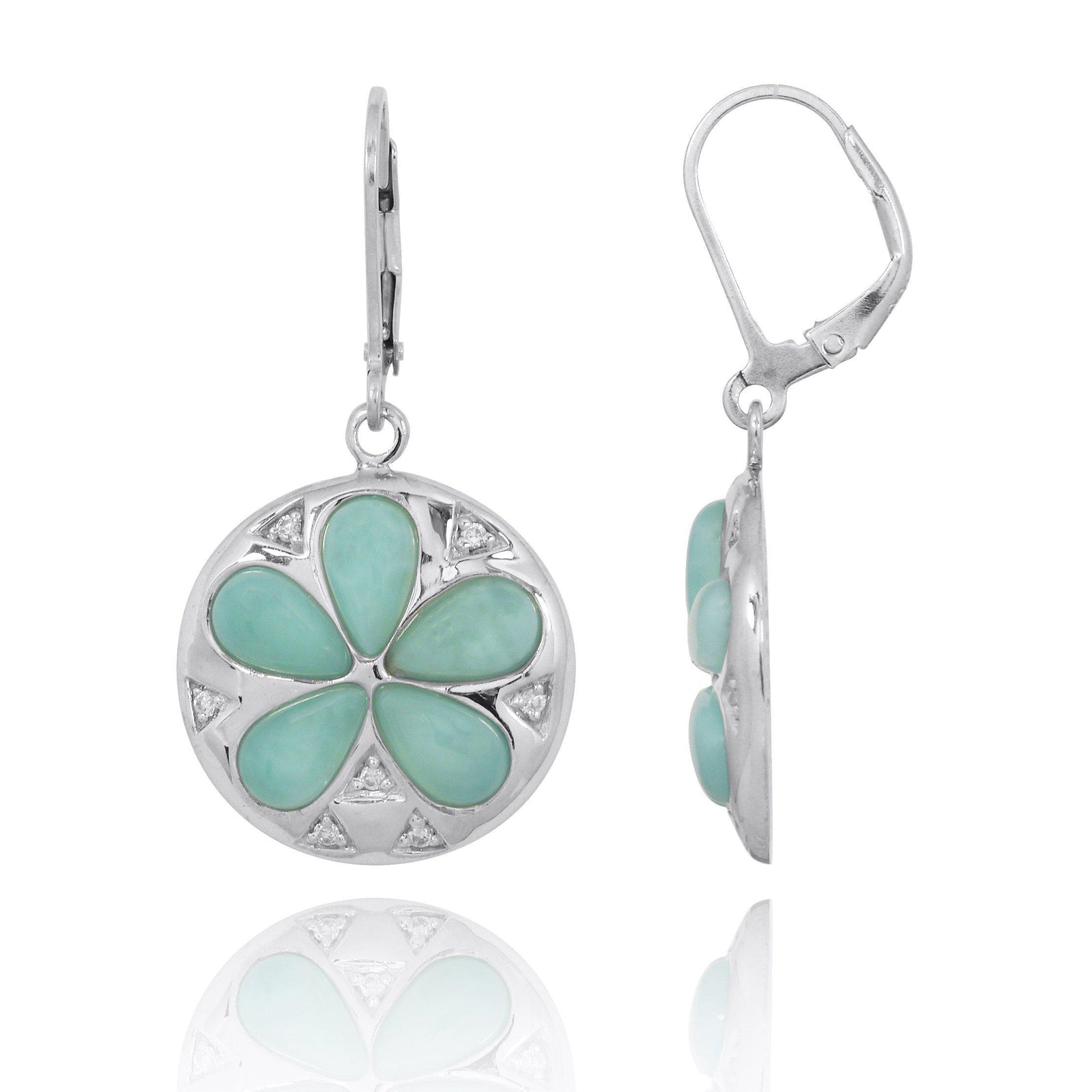Sand Dollar Earrings with Larimar