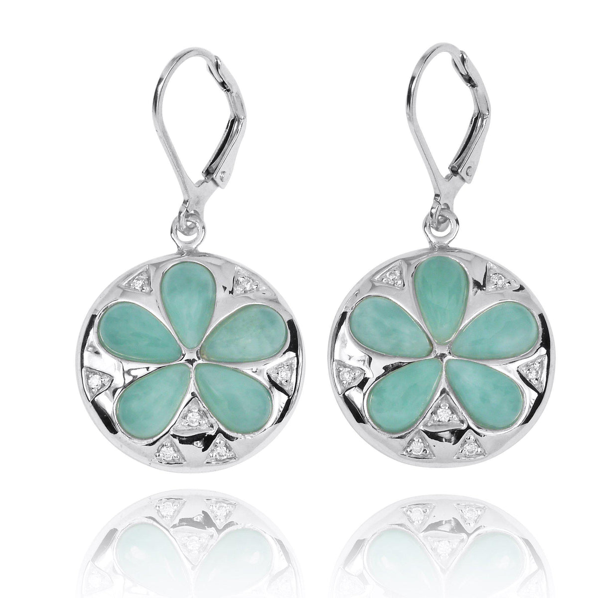 Sand Dollar Earrings with Larimar