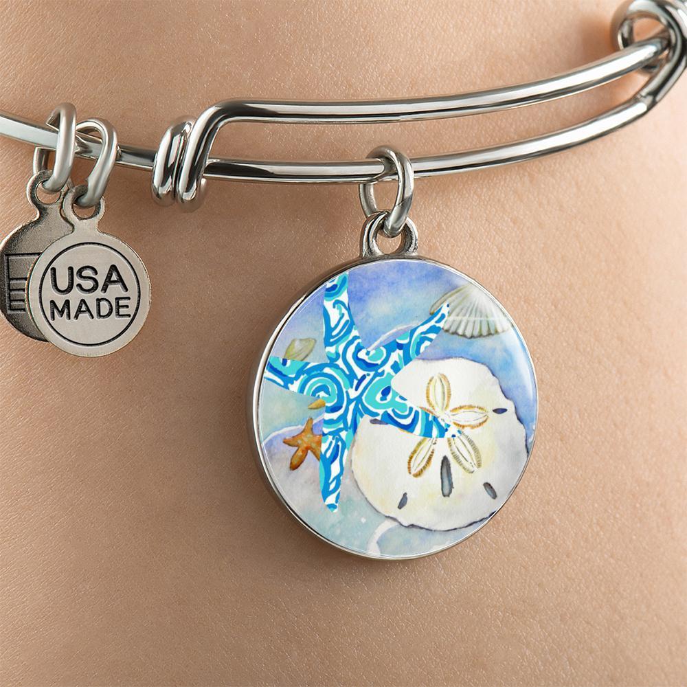 Sand Dollar & Starfish Bangle Bracelet