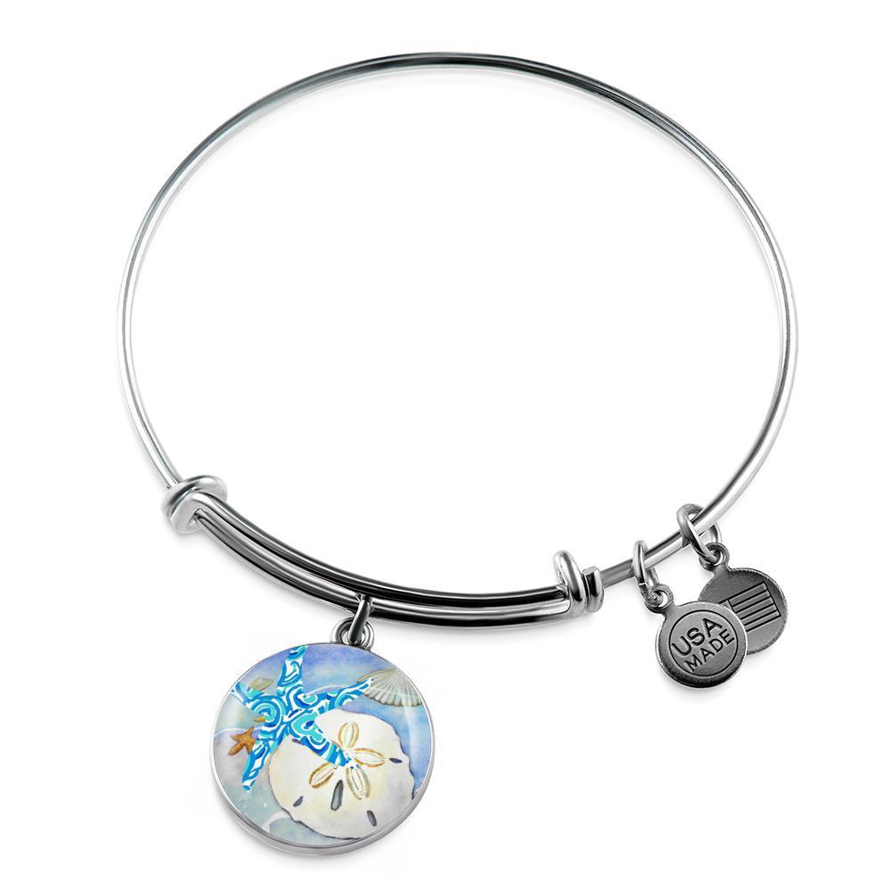 Sand Dollar & Starfish Bangle Bracelet