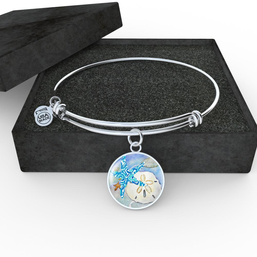 Sand Dollar &amp; Starfish Bangle Bracelet