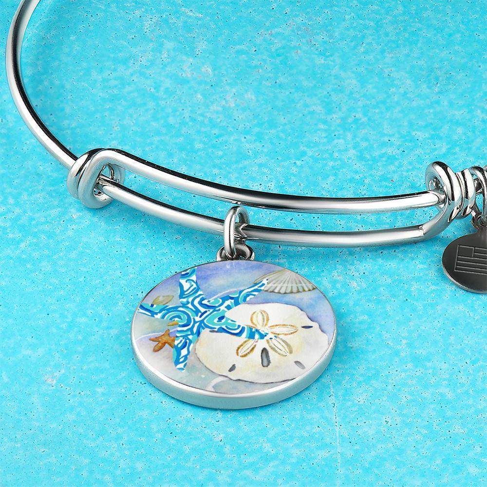 Sand Dollar &amp; Starfish Bangle Bracelet