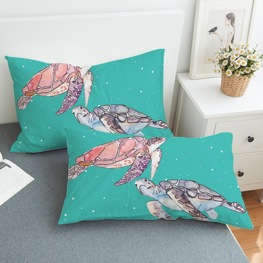 Sea Turtles in Green Pillow Sham