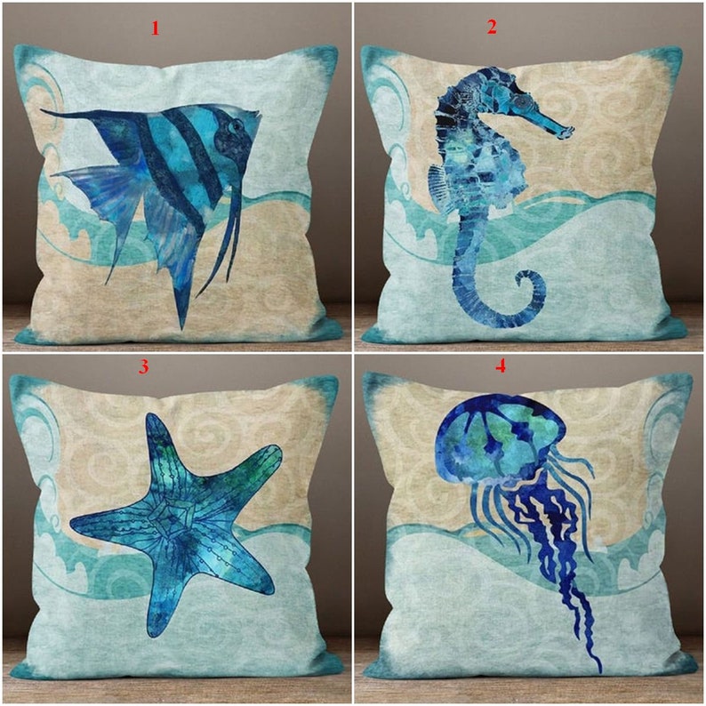 Pillow Cover - Red Coral Sea Life by Coastal Passion