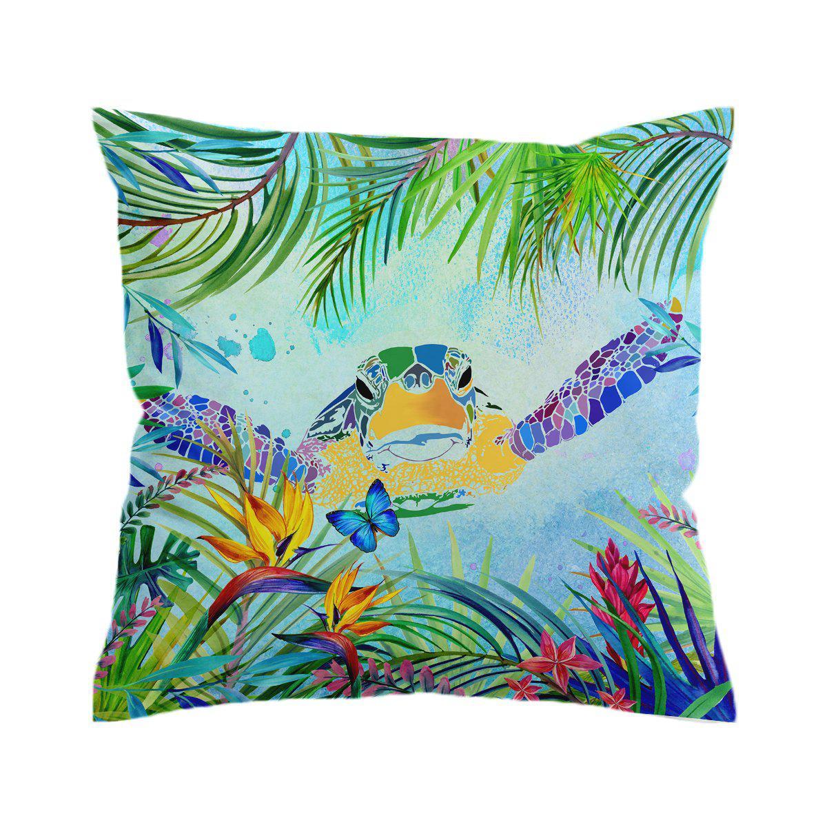 Sea Turtle and Butterfly Pillow Cover