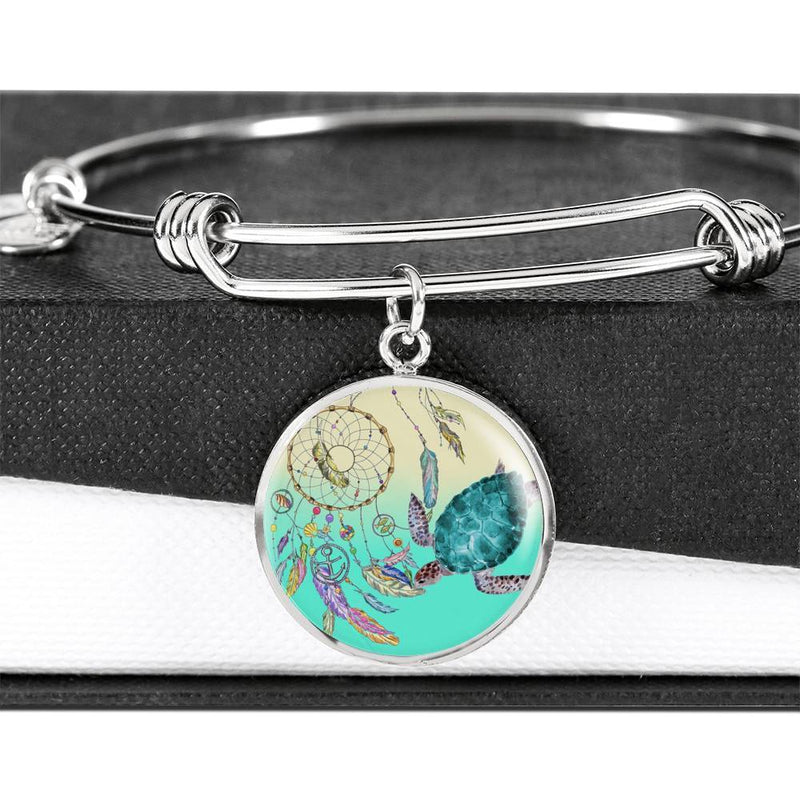 Sea Turtle and Dreamcatcher Bangle Bracelet