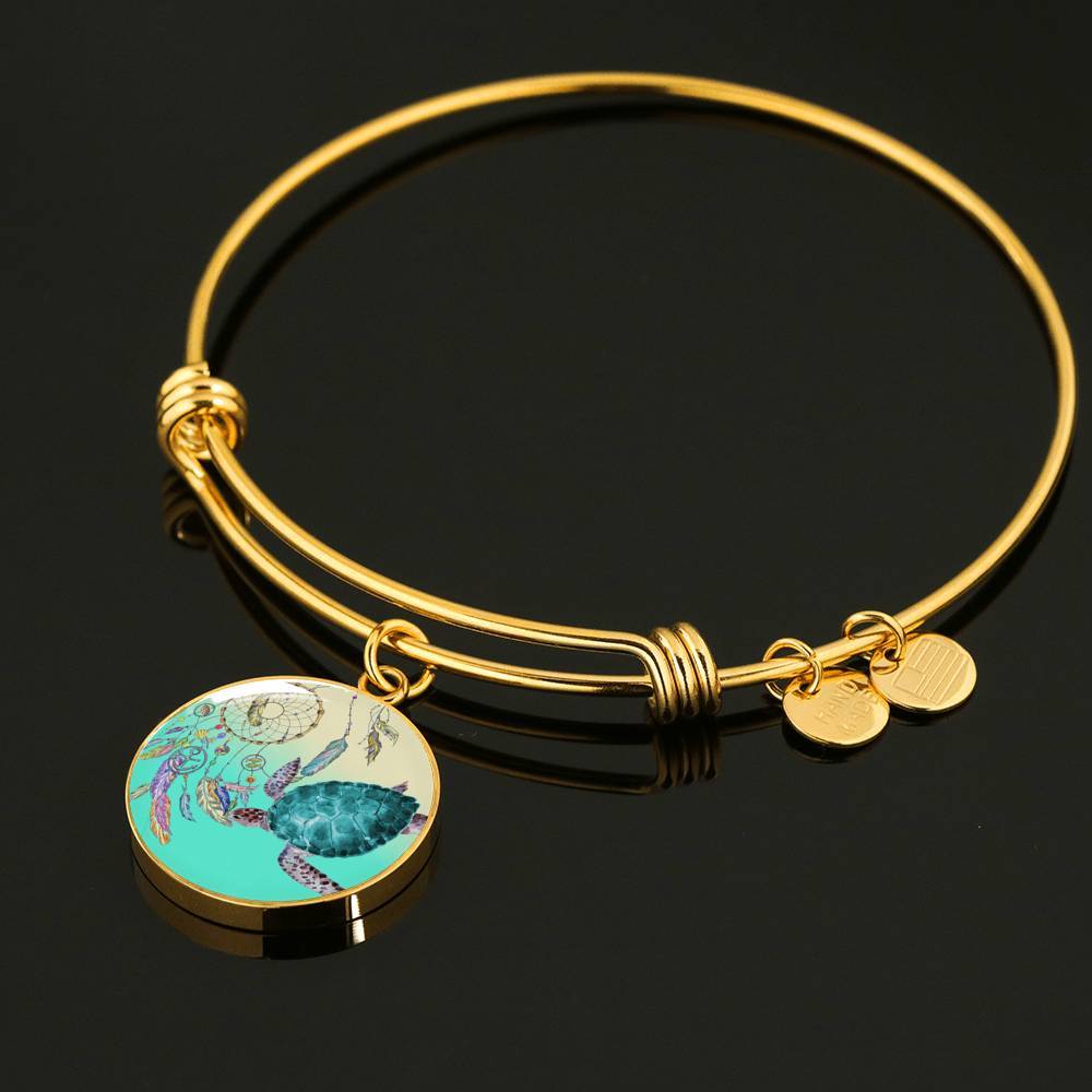 Sea Turtle and Dreamcatcher Bangle Bracelet