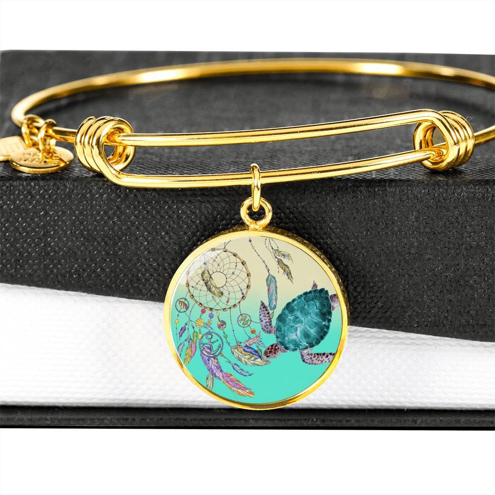Sea Turtle and Dreamcatcher Bangle Bracelet