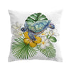 Sea Turtle and Flowers Pillow Cover