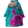 Sea Turtle and Orchids Wearable Blanket Hoodie