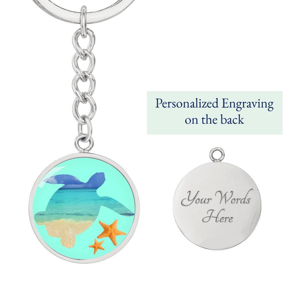 Sea Turtle and Starfish Beachy Keychain