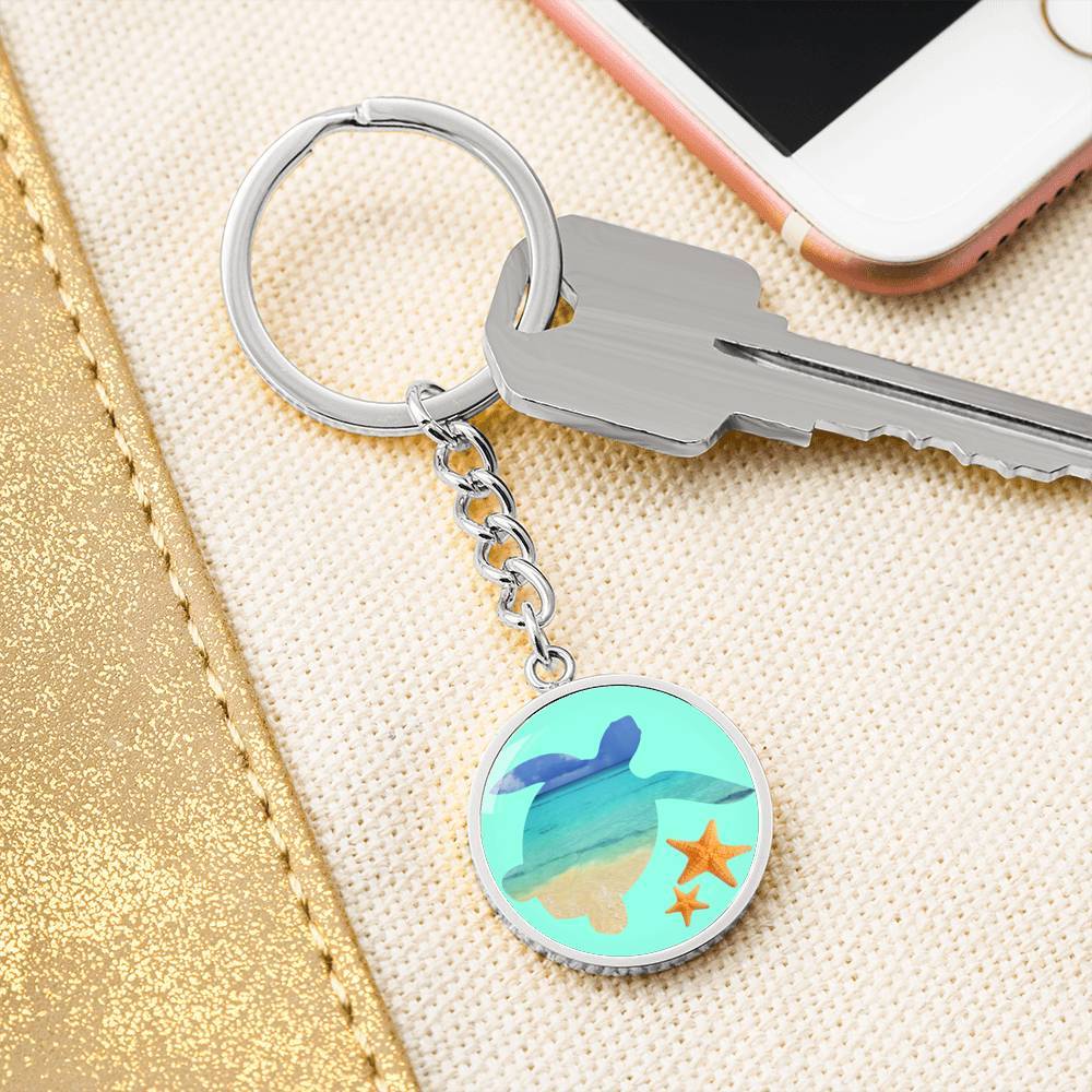 Sea Turtle and Starfish Beachy Keychain