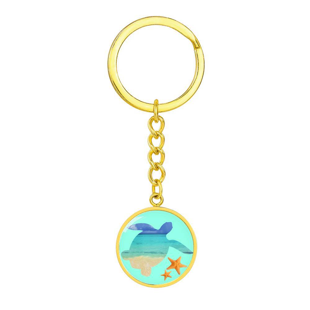 Sea Turtle and Starfish Beachy Keychain