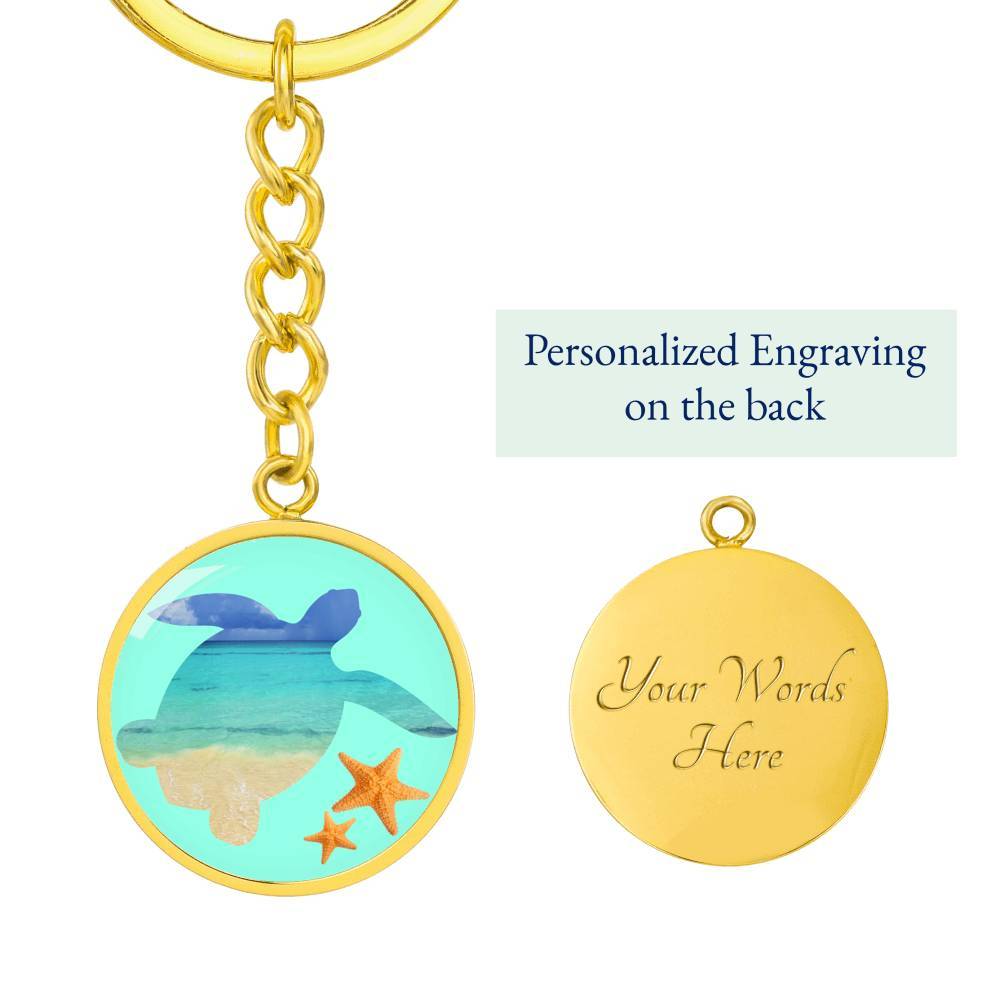 Sea Turtle and Starfish Beachy Keychain