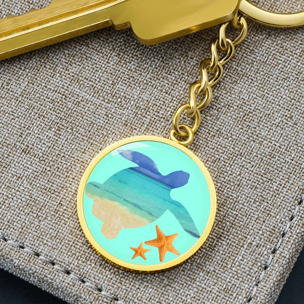 Sea Turtle and Starfish Beachy Keychain