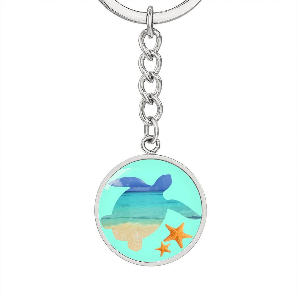 Sea Turtle and Starfish Beachy Keychain