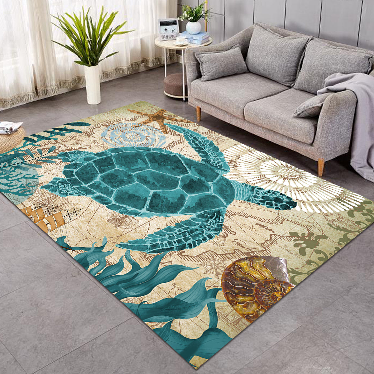 Sea Turtle Love Area Rug
