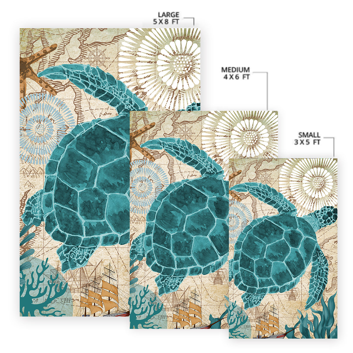 Sea Turtle Love Area Rug