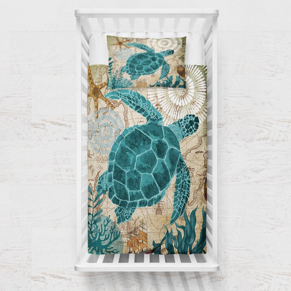 Sea Turtle Love Crib Bedding