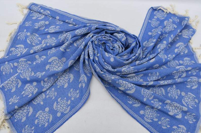 Sea Turtle Blue 100% Cotton Towel