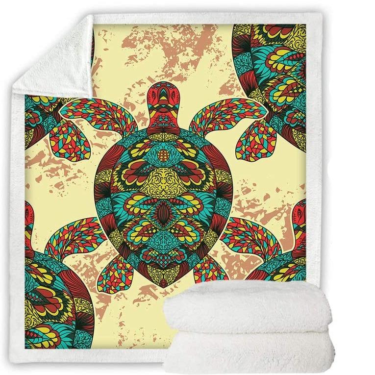 Sea Turtle Bohemia Soft Sherpa Blanket