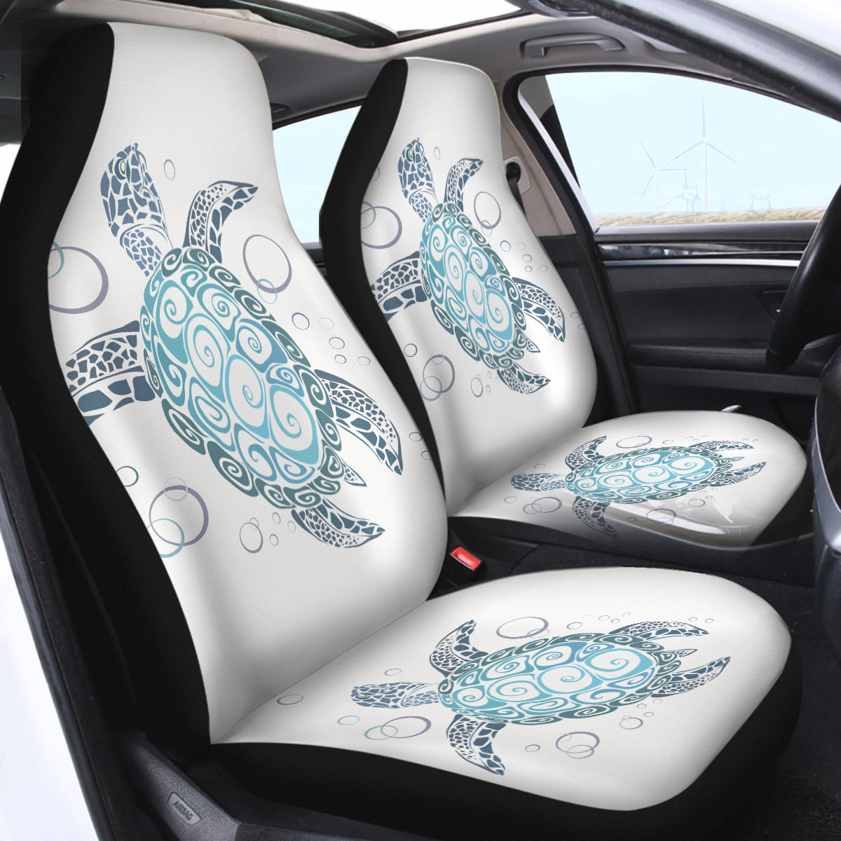 White Turtle Twist Car Seat Cover