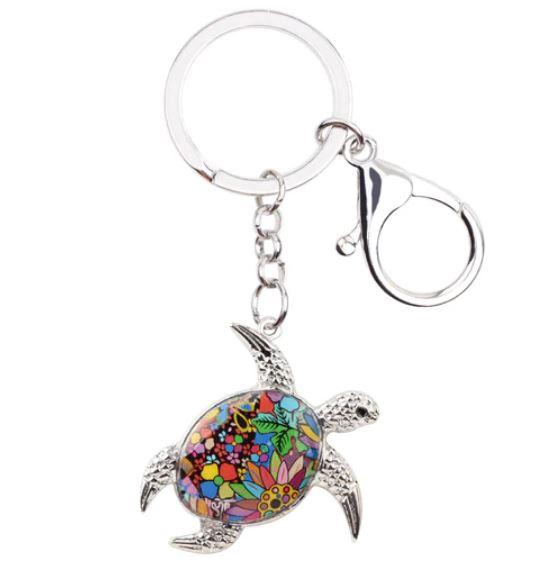 Sea Turtle Delight - Enamel Pendant Key Ring