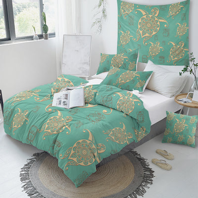 Turtles In Turquoise Duvet Cover Set